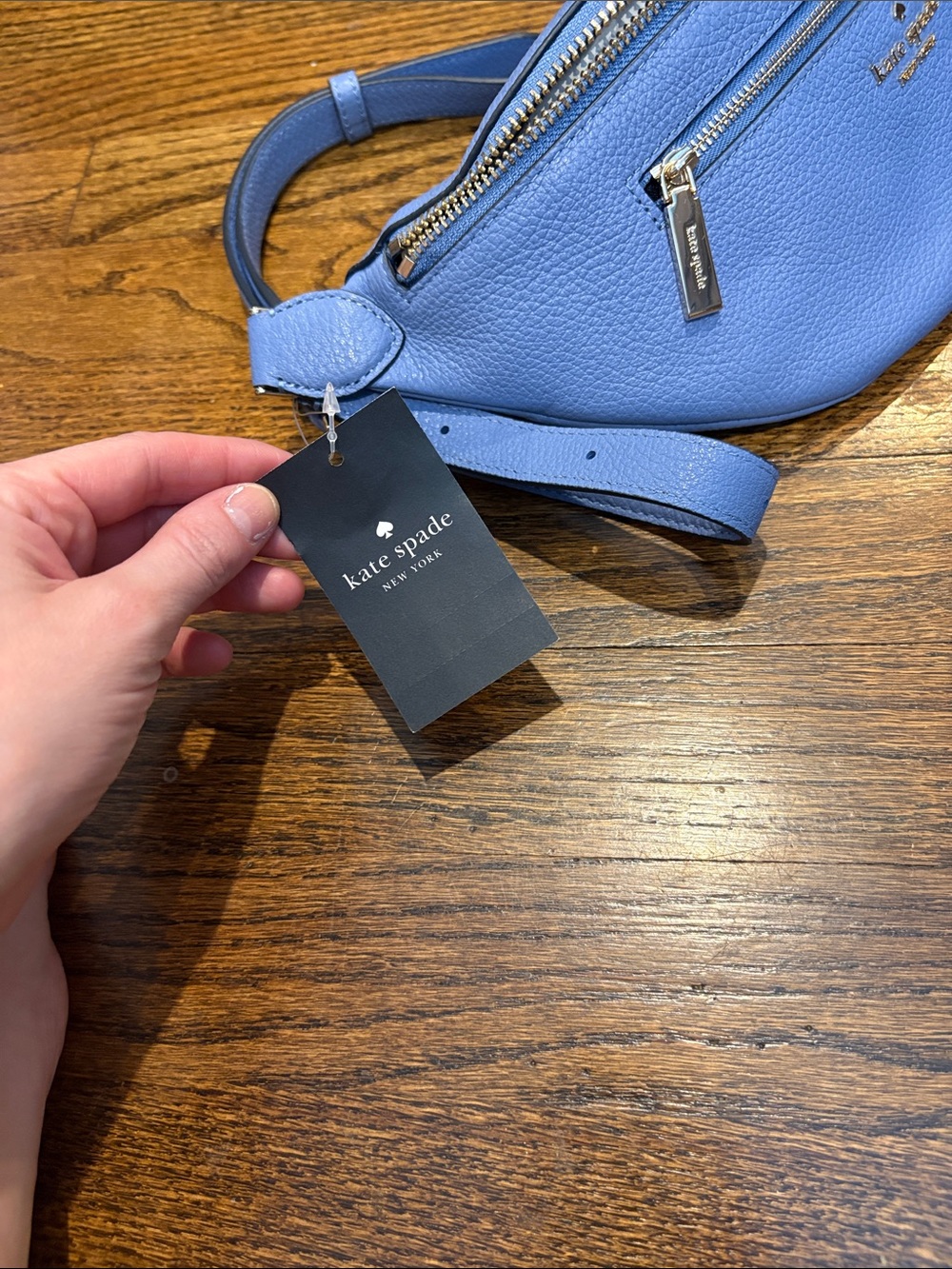 kate spade Blue Leather Crossbody Belt Bag with Gold Hardware - Picture 8 of 8